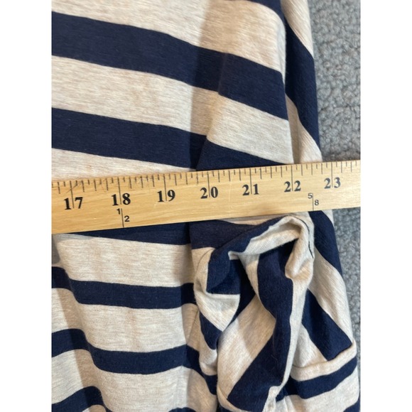 Coldwater Creek Top Womens Size XL Striped Blue Beige Beaded Anchor - Picture 3 of 6